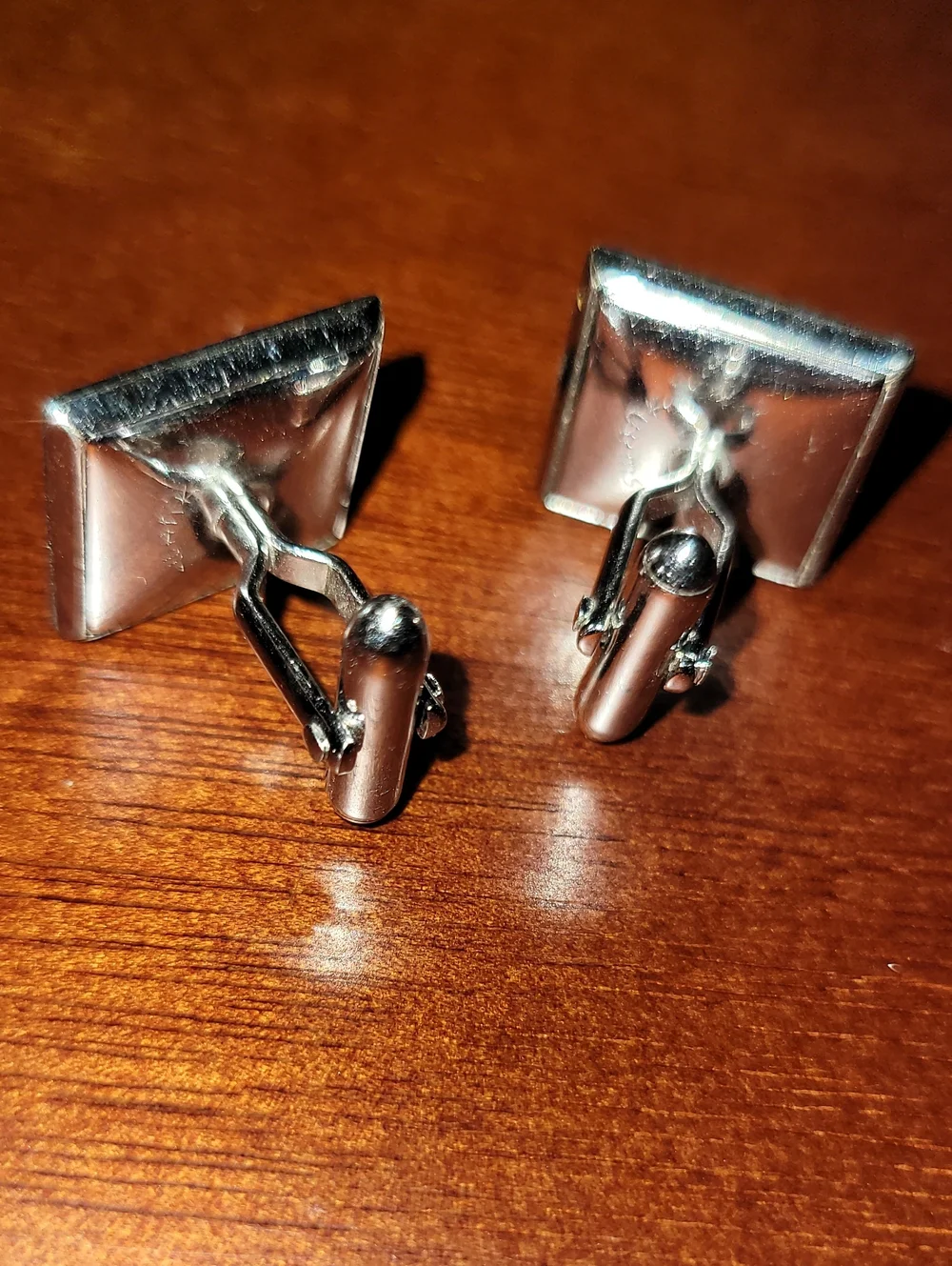 Mid-Century Cufflinks. Silver-tone And Onyx Cufflinks. Signed SWANK